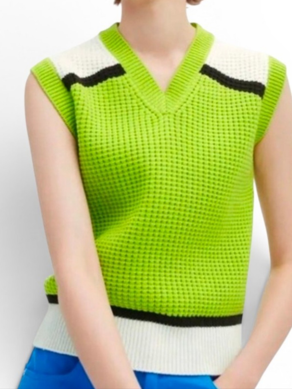 Marni X Uniqlo Collab Lime Green Knit V Neck Sweater Vest - Medium